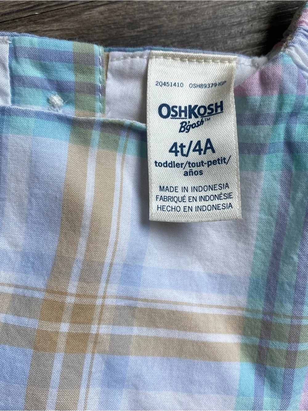OshKosh B'gosh Pastel Plaid Ruffle Dress Size 4T